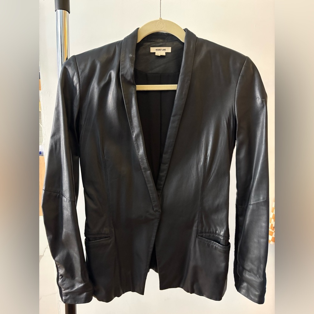 Helmet Lang leather fitted blazer